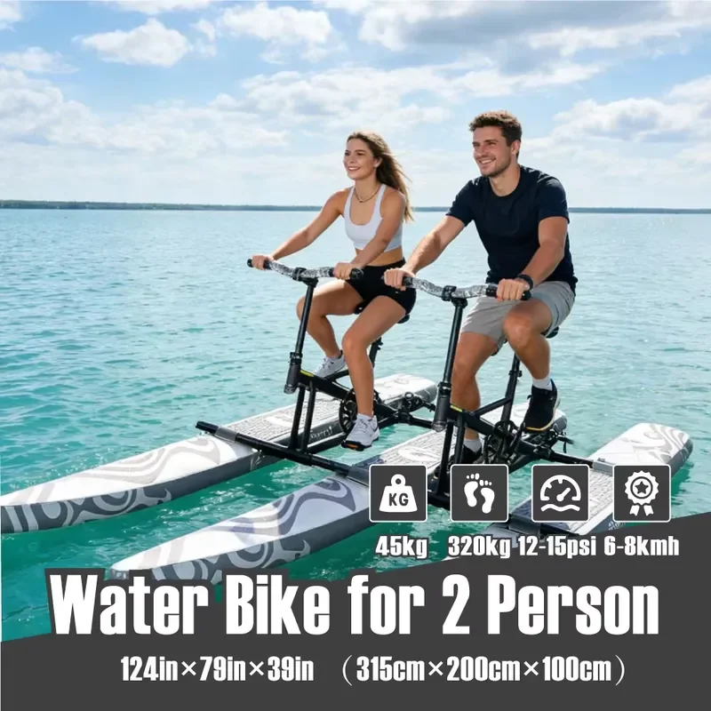Double Water Bike with Three PVC Drop Stitch Pontoons for Amusement Parks Recreational Use Durable Inflatable Design