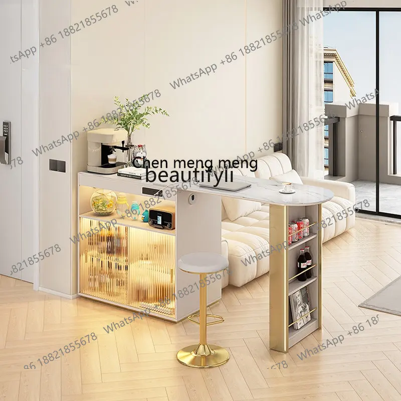 cc182R Sideboard Cabinet Integrated Retractable Small Apartment Living Room Home Storage Wine Cabinet Bar Counter Widened 50cm