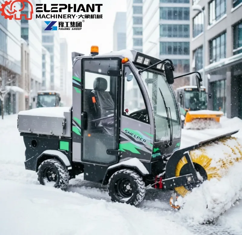 Hydraulic Hopper Lift Heavy Duty Snow Sweeper, Full Time 4WD Twin Differentials Arctic Heater for Industrial Park