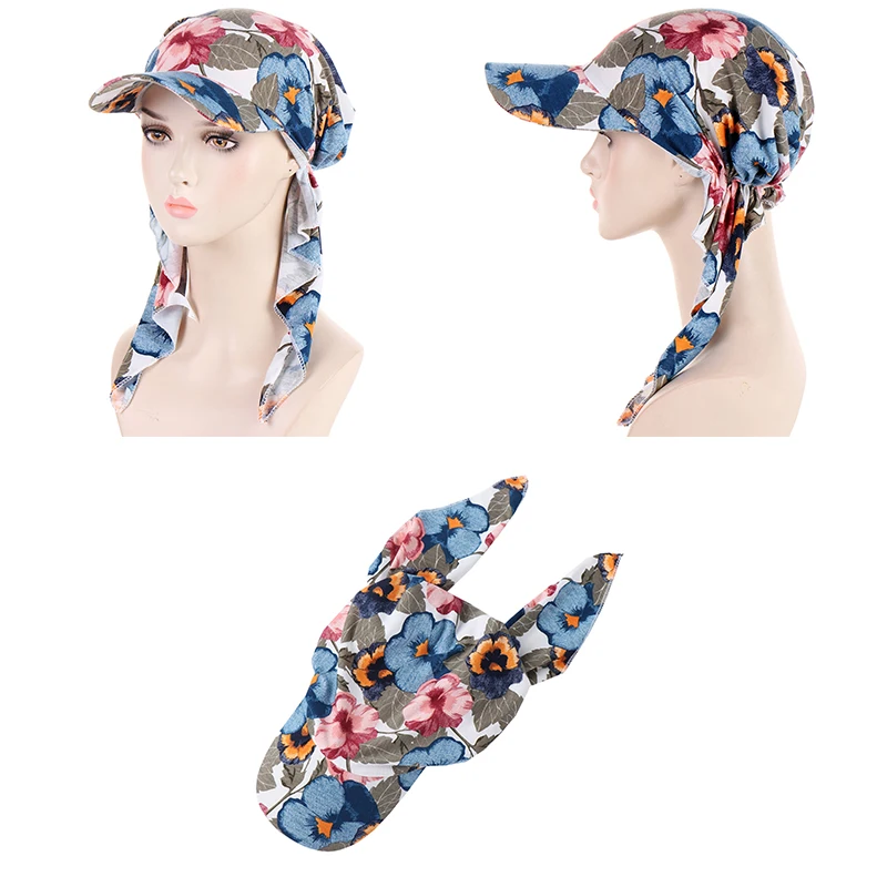 New Fashion Turban Hat for Women Girls Wide Brim Sunshade Caps Chemo Sunscreen Headwear for Cancer Head Wrap Caps