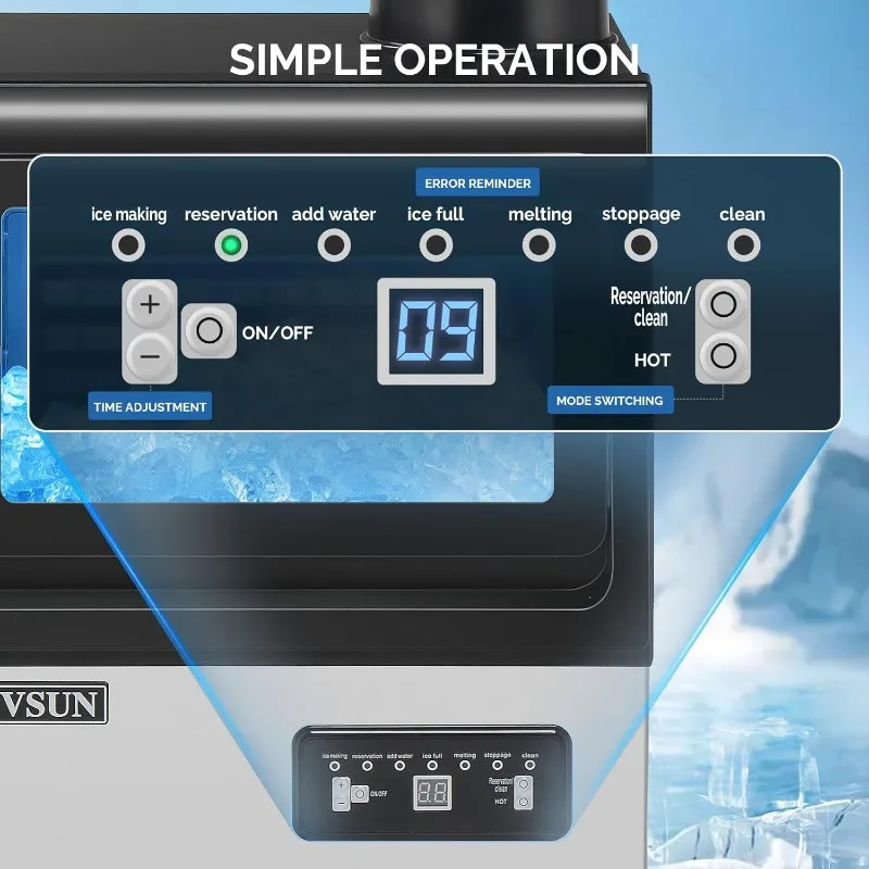 ROVSUN 90LBS/24H Ice Maker Machine with 2 Water Inlets,Freestanding & Countertop Ice Machine with 11lbs Storage Bin,Water Filter