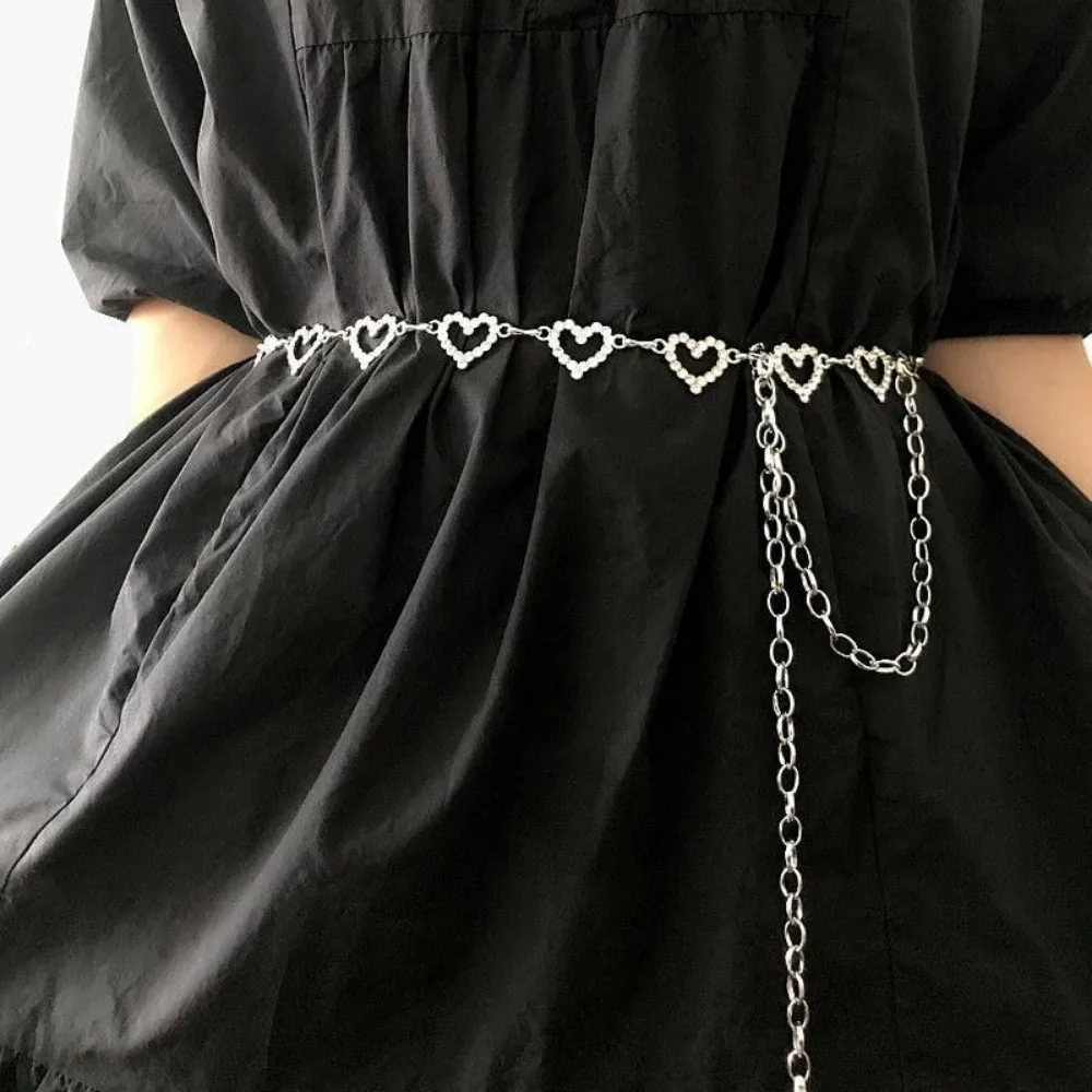 Fashion Heart Metal Waist Chain Women Girls Adjustable Body Link Belts Body Belly Jewelry for Jeans Dresses Sun Gold Plated