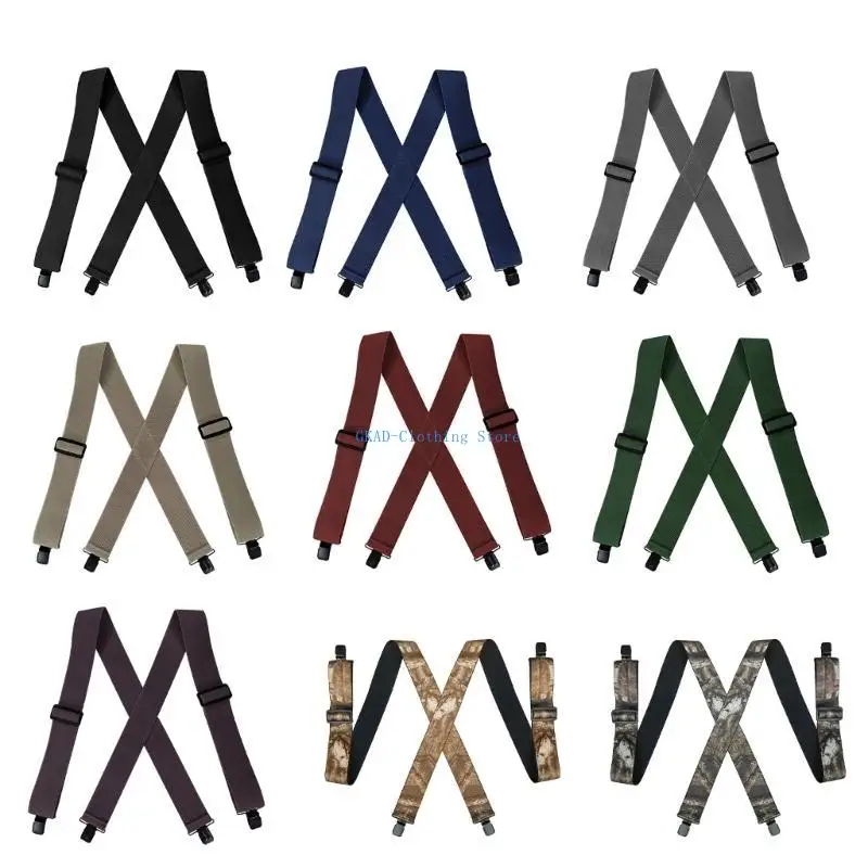 N0PE دعامة 5 سم للرجال والنساء للجنسين مع 4 مشابك معدنية وأشرطة مرنة للعمل والملابس الكاجوال حمالات السراويل الكلاسيكية #3