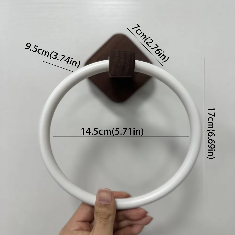 

Round Design Portable Towel Racks Walnut Wood Beech Wood Wall Mounted Towel Holder White Color Black Color Aluminium Towel Ring