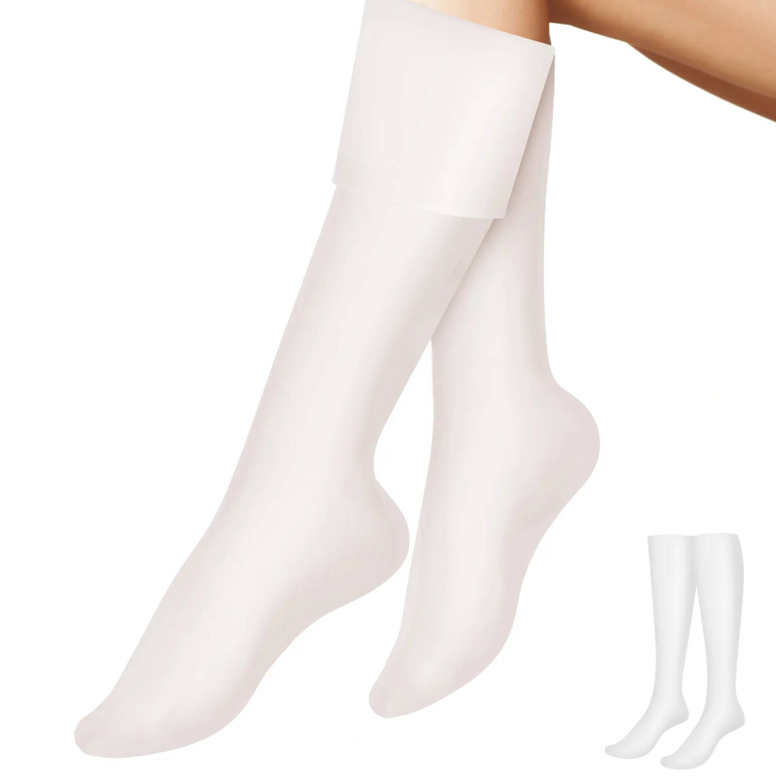

Long Gel Socks Lotion Dry Feet Overnight White Women Moisturizing Footwear Tube SEBS Soft Comfortable Protection Elastic Cuff