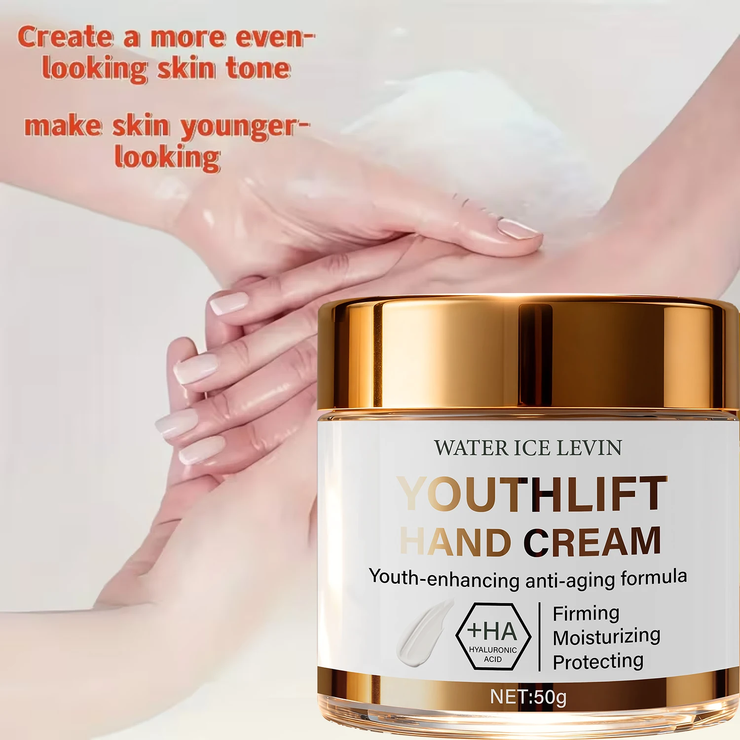 YouthLift Anti-Aging Hand Cream with HA & Retinol for Firming, Moisturizing & Protecting Mature Skin.