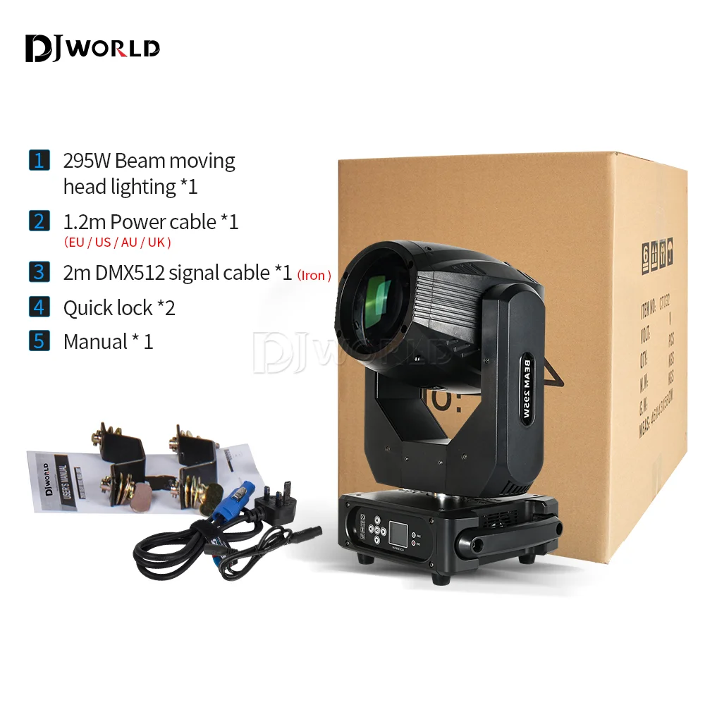 12R 295W Beam Moving Head Light Gobo DMX Stage Lighting Projector DJ Party Concert Double Prisms Bulb Professional Stage Light