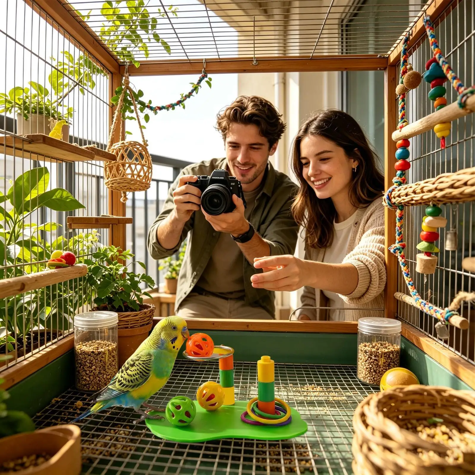 Bird Toys For Parakeets Interactive Chew Enrichment Pet Supplies Basketball Rack Parrot Bird Puzzle Toys For African Grey Conure view 2