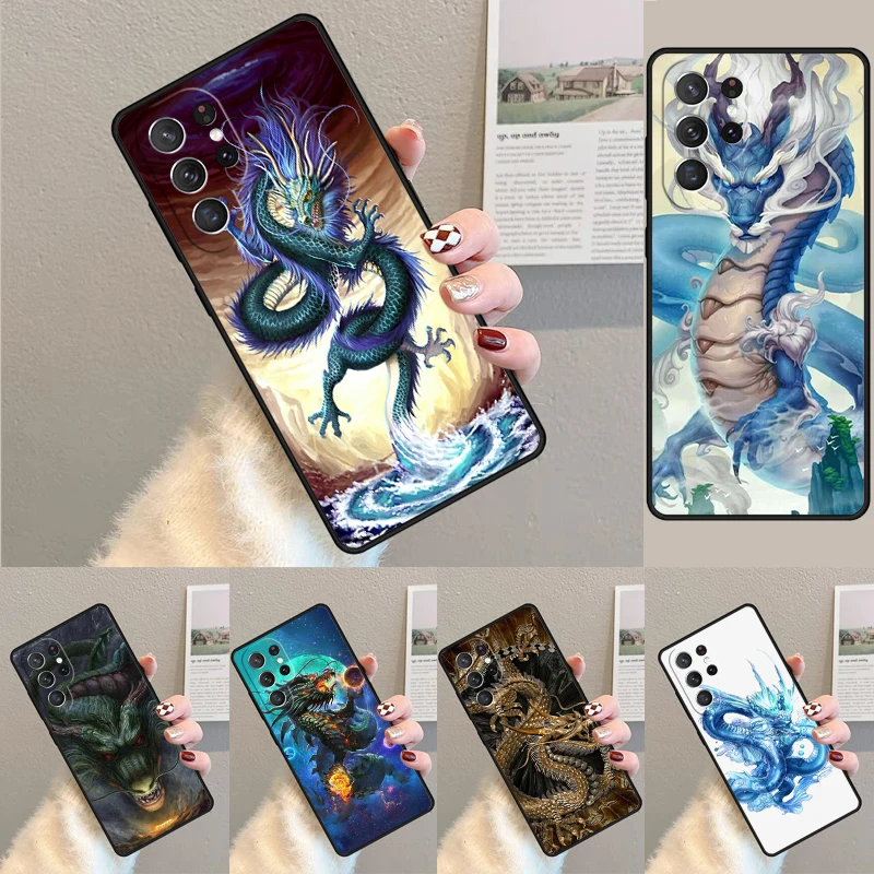 Cover For Samsung Galaxy S24 Ultra S21 S22 S8 S9 S10E Note 10 20 Plus FE S23 Legendary Chinese Dragon Phone case Coque