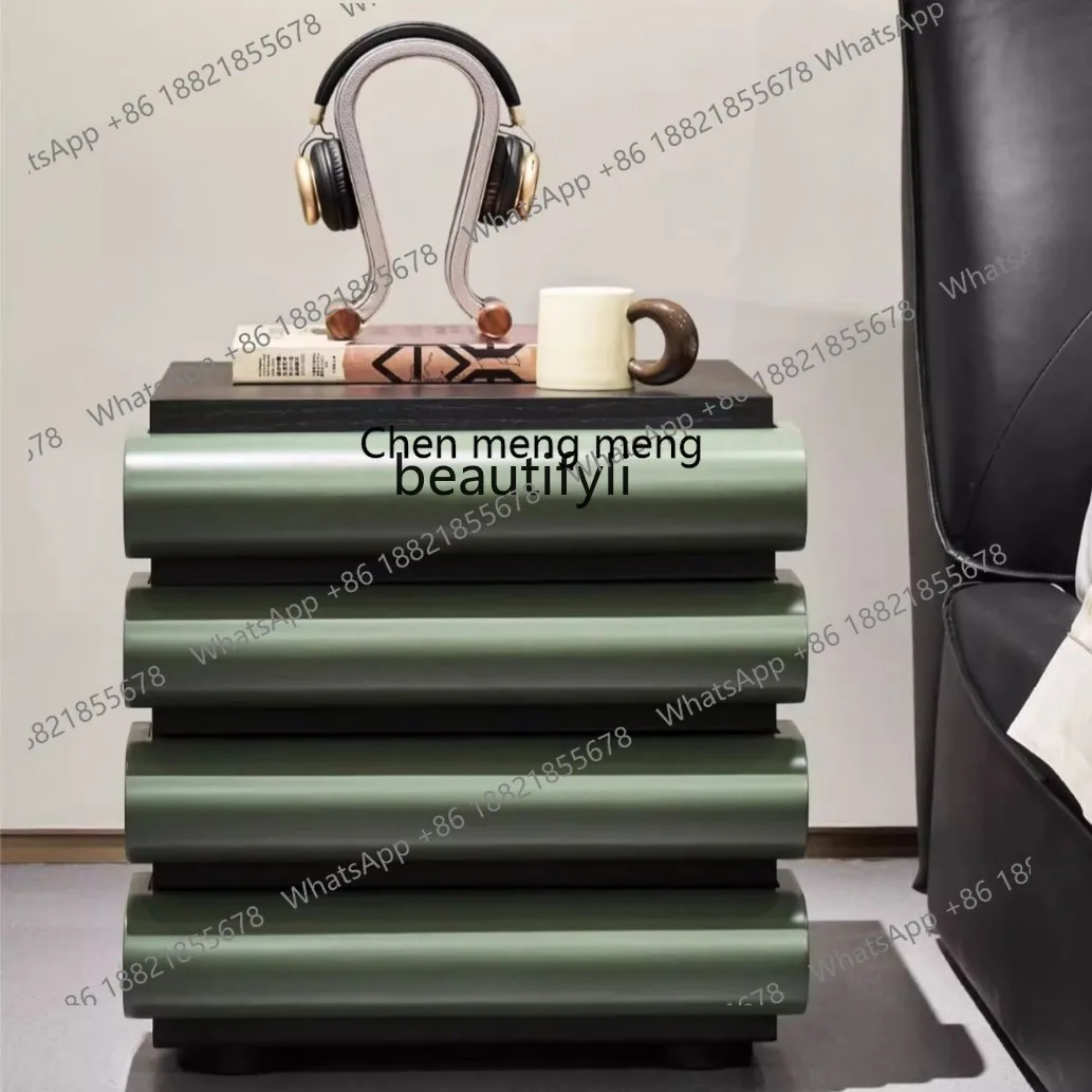 

X Minimalist solid wood paint bedside table, paint, medieval style multi-layer chest bedroom high-end