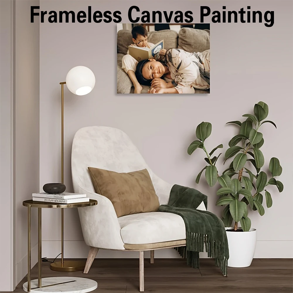 

1 шт. безрамная персонализированная картина с фотографией семьи, печать на холсте, декор для гостиной, украшение для дома
