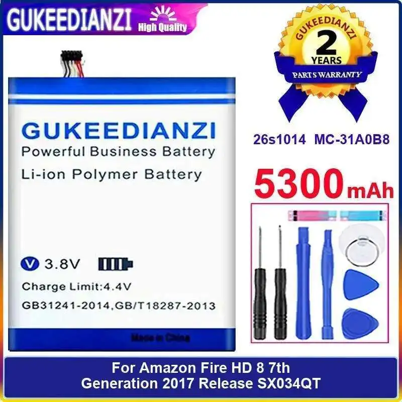

5300Mah High Compatibility 26S1014 MC-31A0B8 Tablet Battery For Amazon Fire HD 8 7Th Generation 2017 Release SX034QT