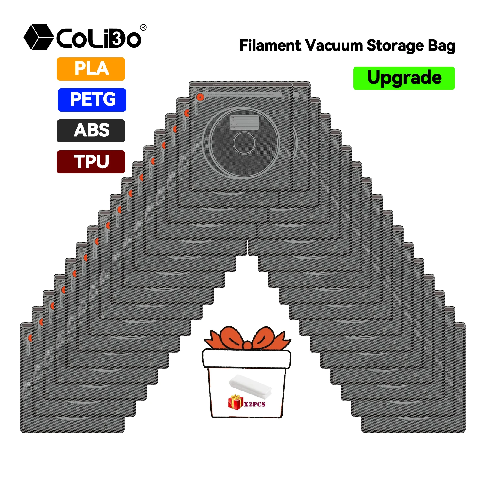 3D Printing Filament Upgraded Vacuum Bag Black Filament Storage Bag for PLA ABS PETG TPU Dryer Safekeep Humidity Resistant