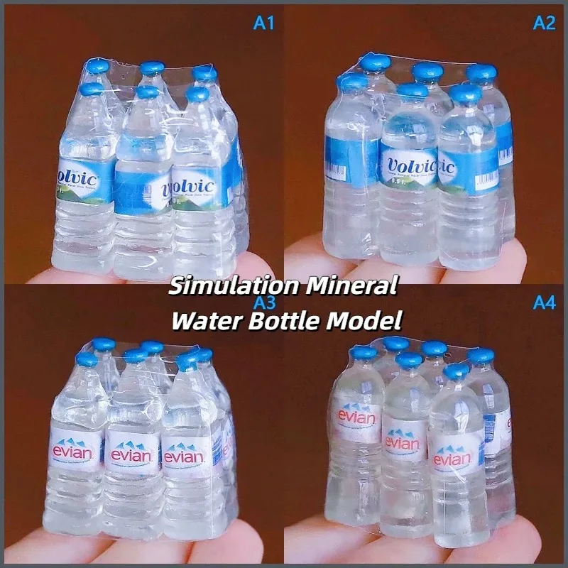 6 Teile/satz Mini Simulation Mineral Wasser Flasche Modell Puppe Haus Miniatur Kinder Geschenk Spielzeug Hause Dekoration Zubehör