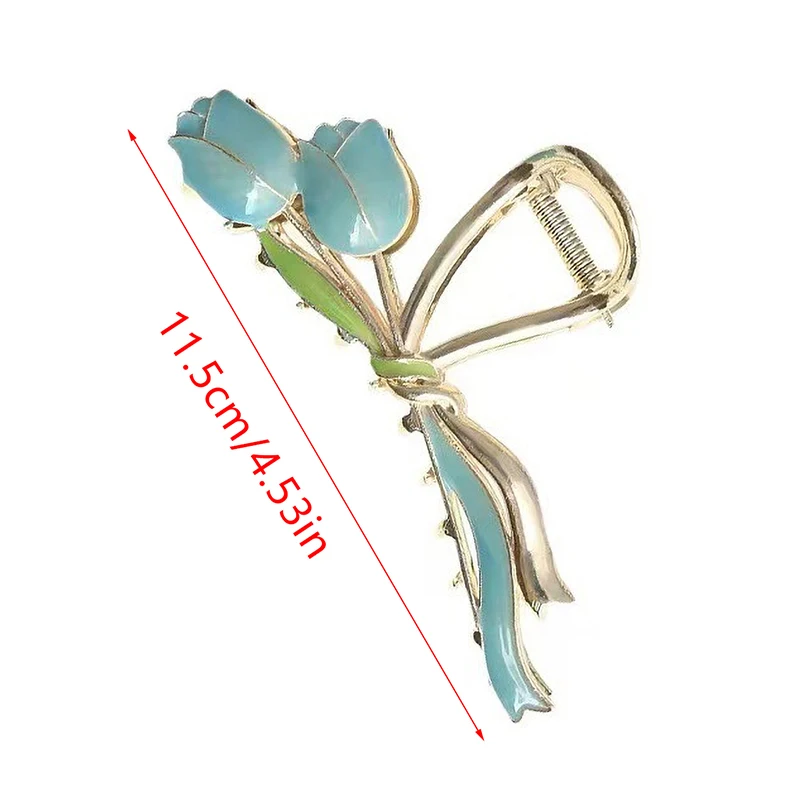 Tulip Flower Hair Clip Back Head Grab Clip For Woman Fashion Ponytail Fixed Hairpins Simple Oversize Shark Clip Hair Accessories