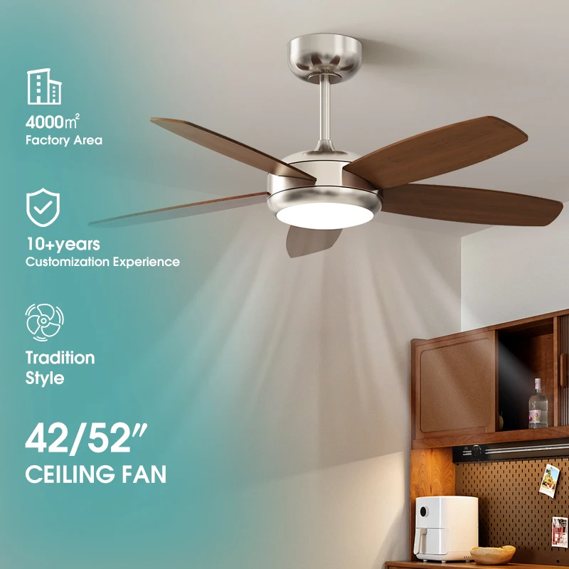 Modern Ceiling Fan with LED Light Remote Control DC Motor & Metal Body Silent Operation for Home/Commercial Use