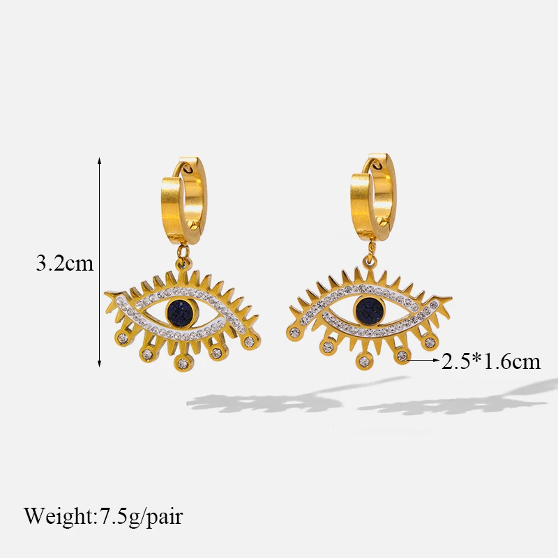 EILIECK 316L Edelstahl Blauer Zirkon Kristall Charm Halskette Ohrringe Armband Für Frauen Goldfarben Schmucksets Accessoires – Detail 11