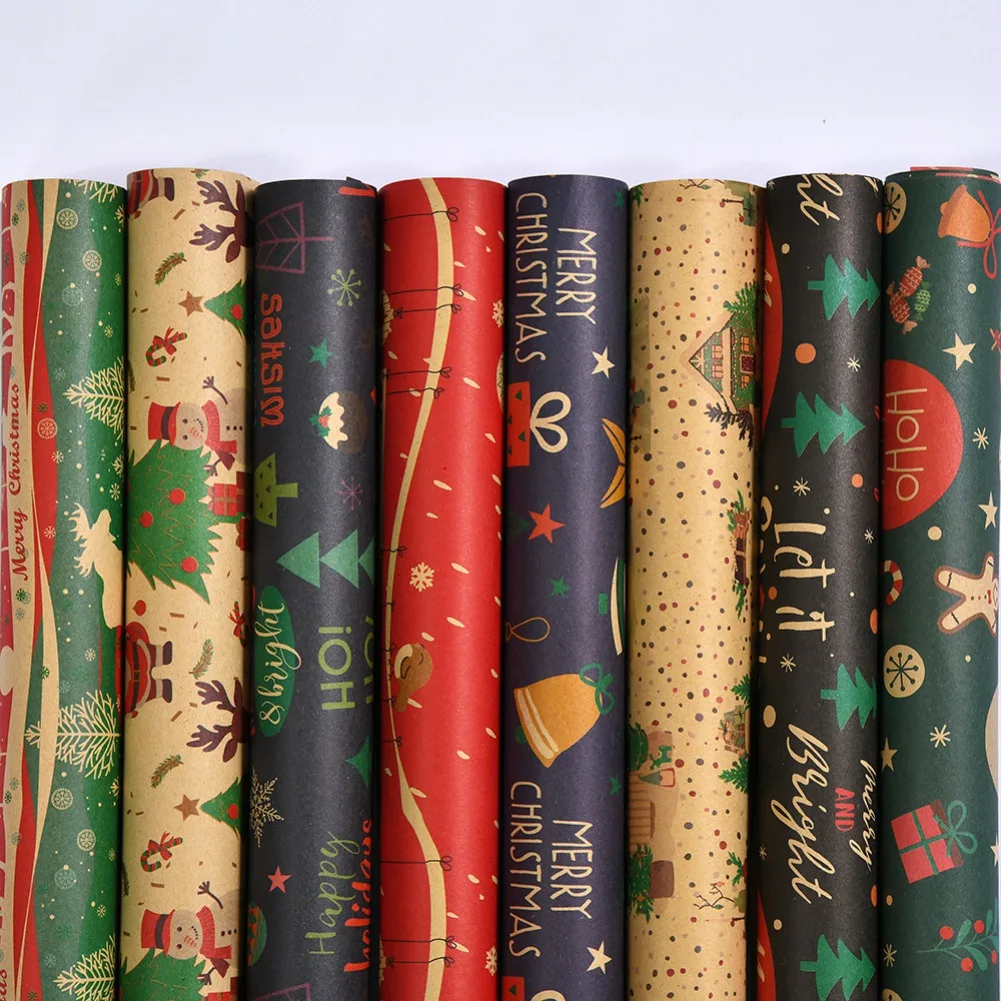 Christmas Gift Wrapping Paper Flower Bouquet Packing Kraft Paper DIY Crafts Paper Christmas New Year Party Packaging Decoration