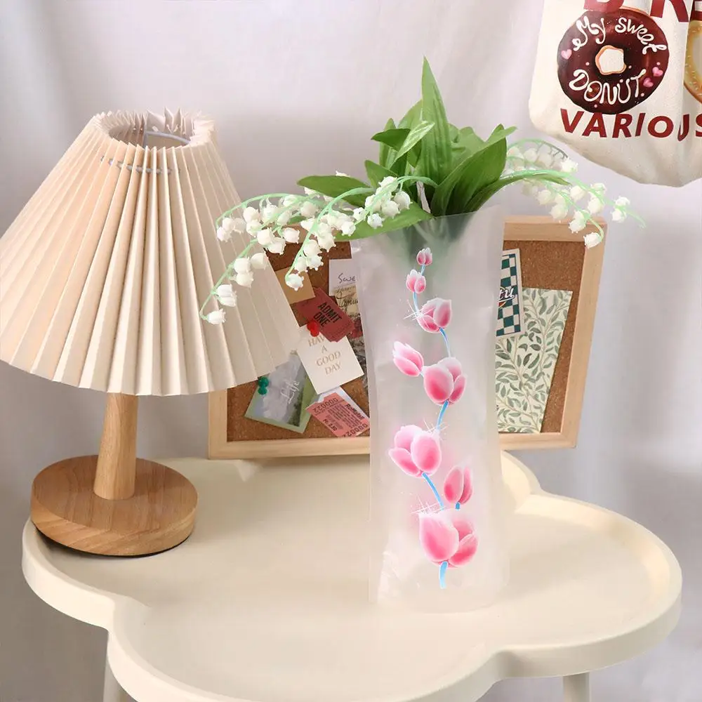 Color Random Foldable PVC Folding Vase Easy to Store Reusable Cartoon Flower Vase Cute Simple Flower Vase Home Decor