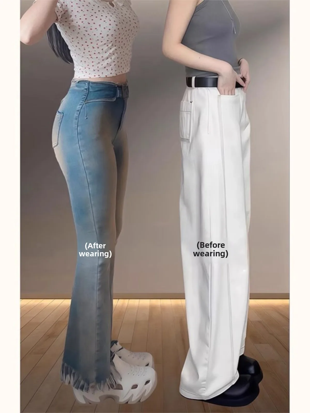 ارتفاع الخصر مستقيم الساق واسعة الساق الجينز المرأة التخسيس Bootcut الدنيم السراويل الخريف جديد Sle الكمثرى القرد حجم صغير فضفاض صالح #3