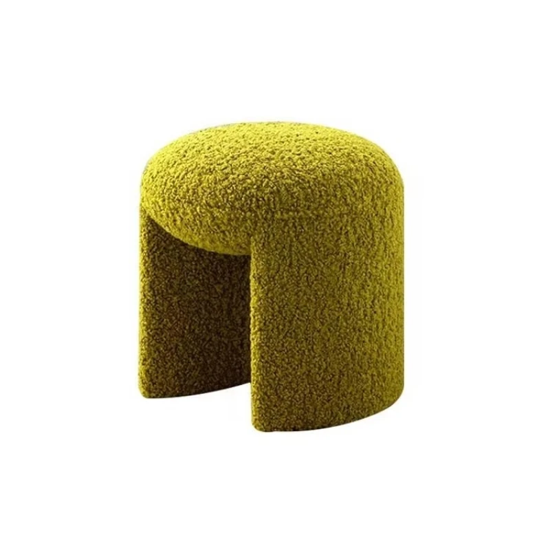 

Simple and modern low stool cute personality design, cashmere round makeup changing stool