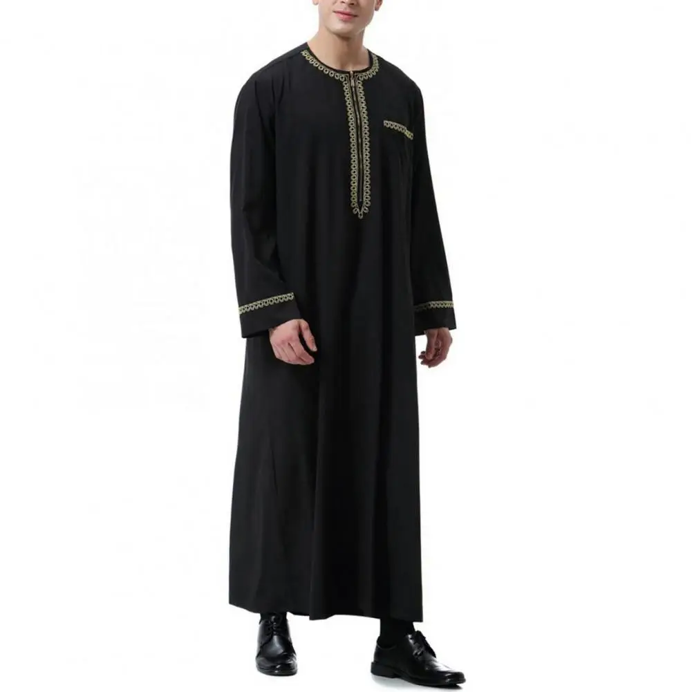 Long Sleeve Aman Abaya 1Piece Jubba Thobe For Men Kaftan Pakistan Muslim Saudi Arabia Djellaba Islam Clothing Prayer Robe Afghan