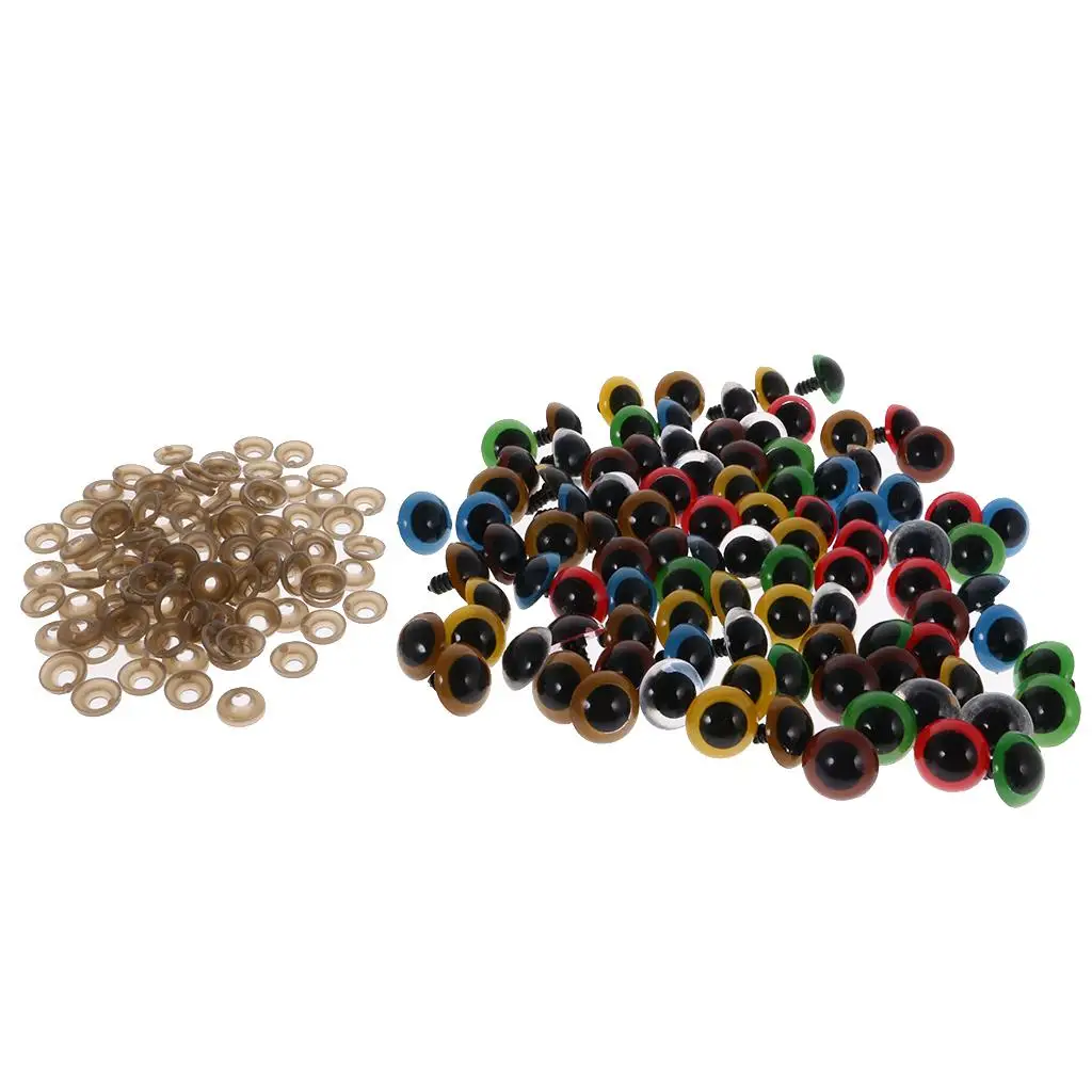 100 Pieces Synthetic Resin Safety Eyes Multi Color for DIY Doll Making Soft Toy Plush Animal Craft