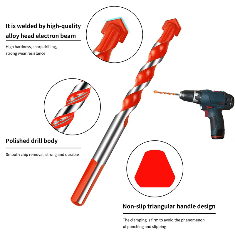 Punta da trapano professionale in carburo di tungsteno da 3-12mm utilizzata per la perforazione di piastrelle in ceramica di vetro Set di punte centrali per utensili per perforazione di metalli in calcestruzzo