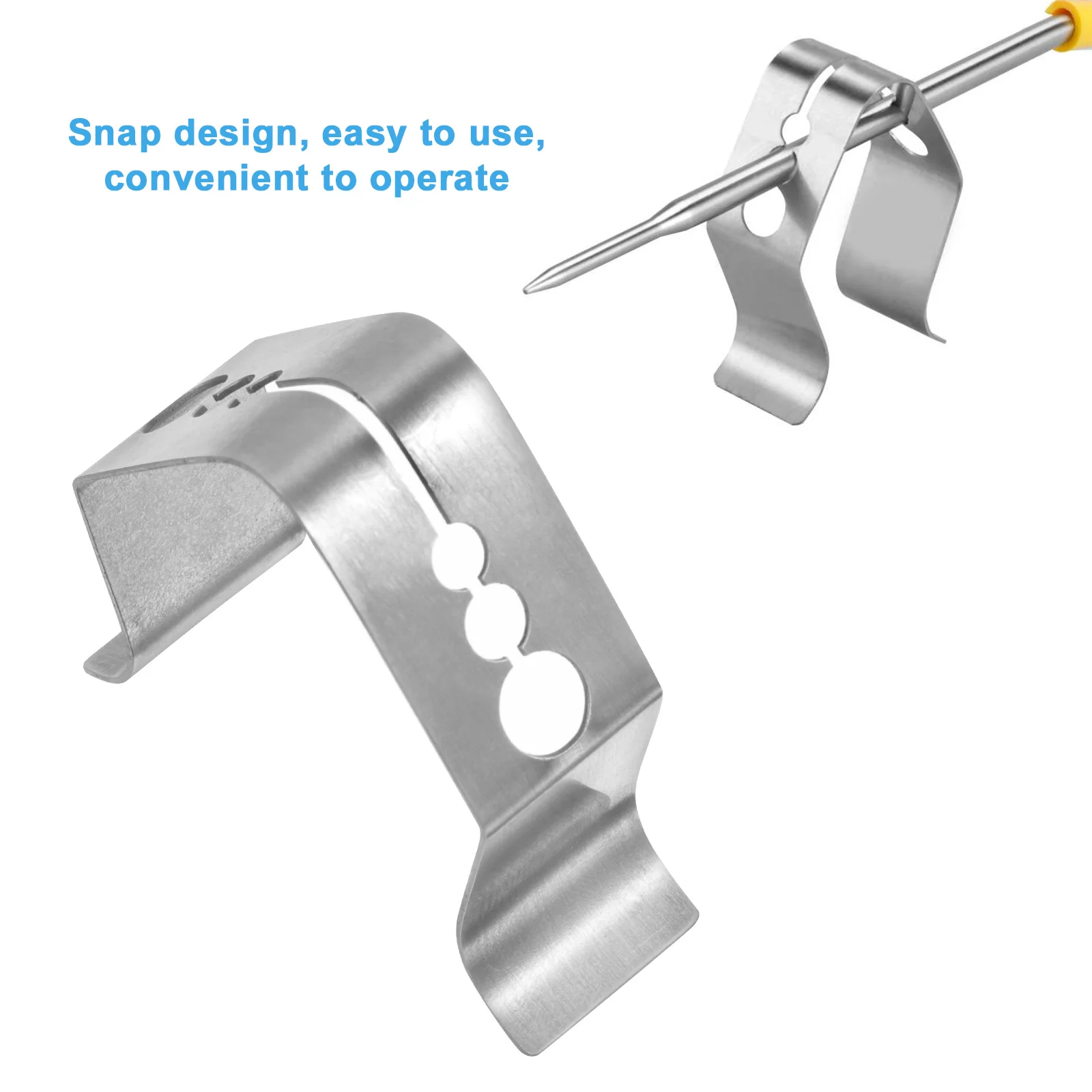 

2pcs Stainless Steel Thermometer Clips Kitchen Accessories Meat Thermometer Clamps Baking Temperature Probe Holder