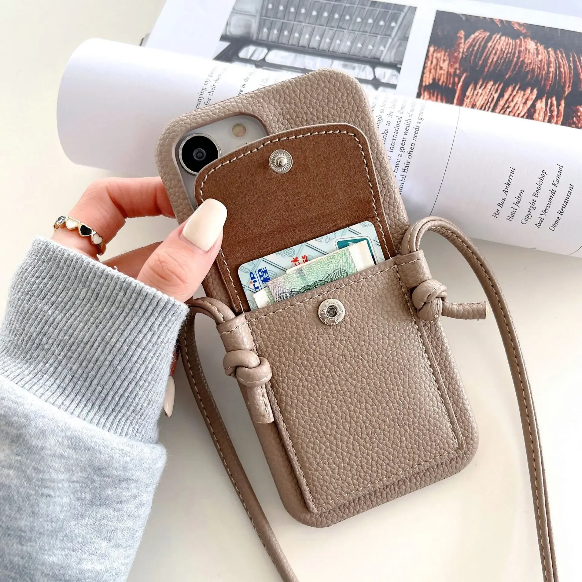 Crossbody Lanyard Phone Case For iPhone 15 14 13 12 11 Pro Max Mini X XR XS Max 7 8 Plus Case Wallet Leather Card Holder Strap