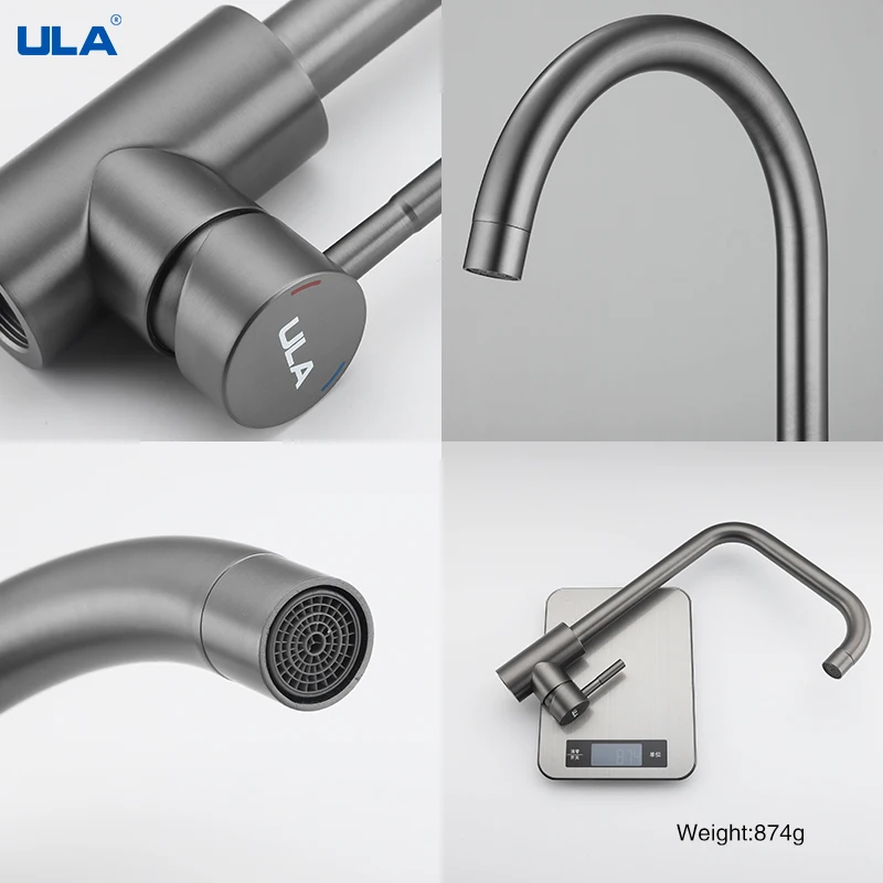 ULA flexible kitchen faucet 360 degree rotate grey kitchen mixer tap hot cold water sink tap faucet for kitchen