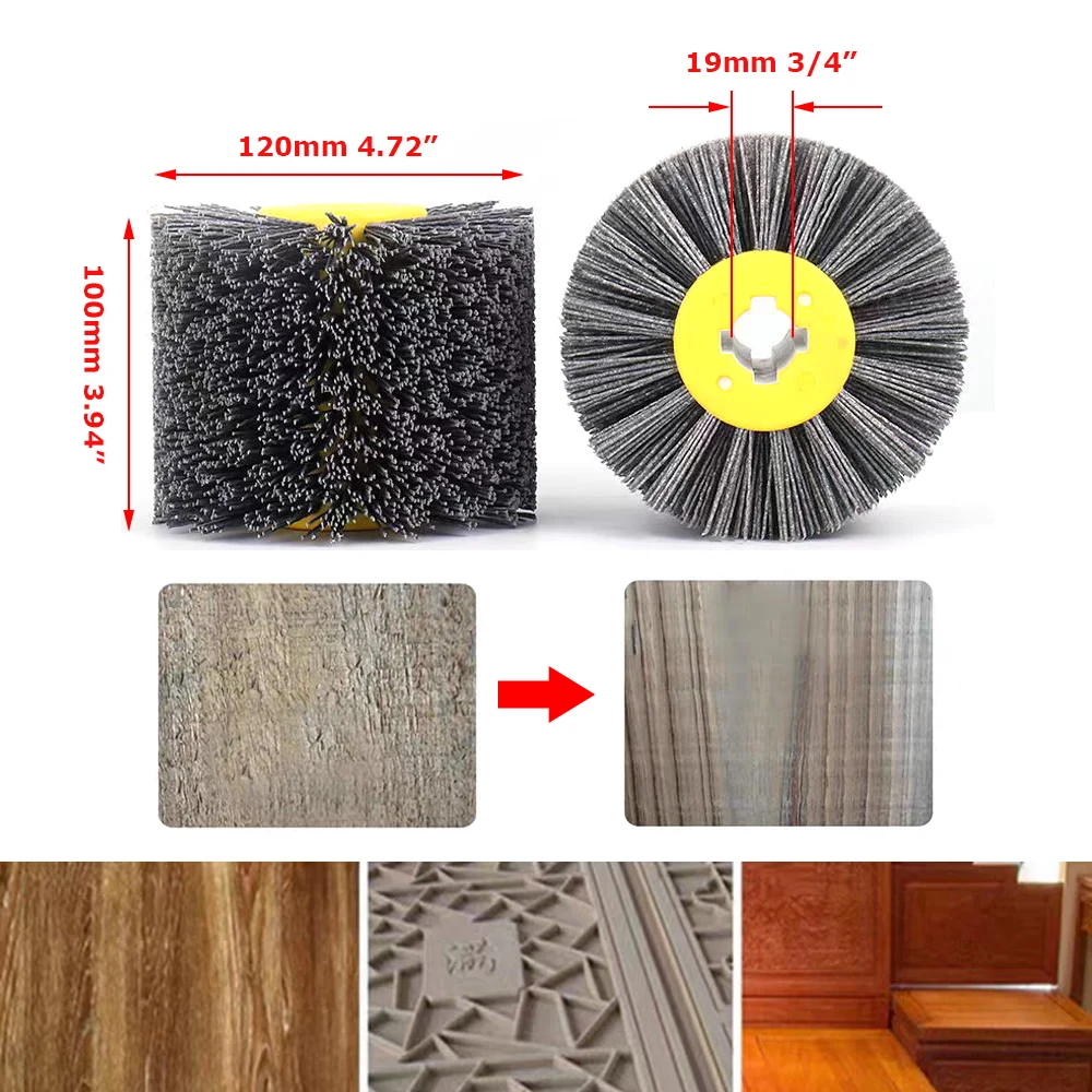 120x100x19 мм Деревообрабатывающий барабан, шлифовальные полировальные вощеные круги - абразивная проволока, полоски песочной ткани, стальная проволока, конский волос, сизаль