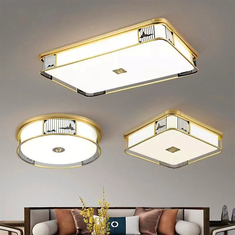 New Chinese style, living room, simple lamp, modern, atmospheric