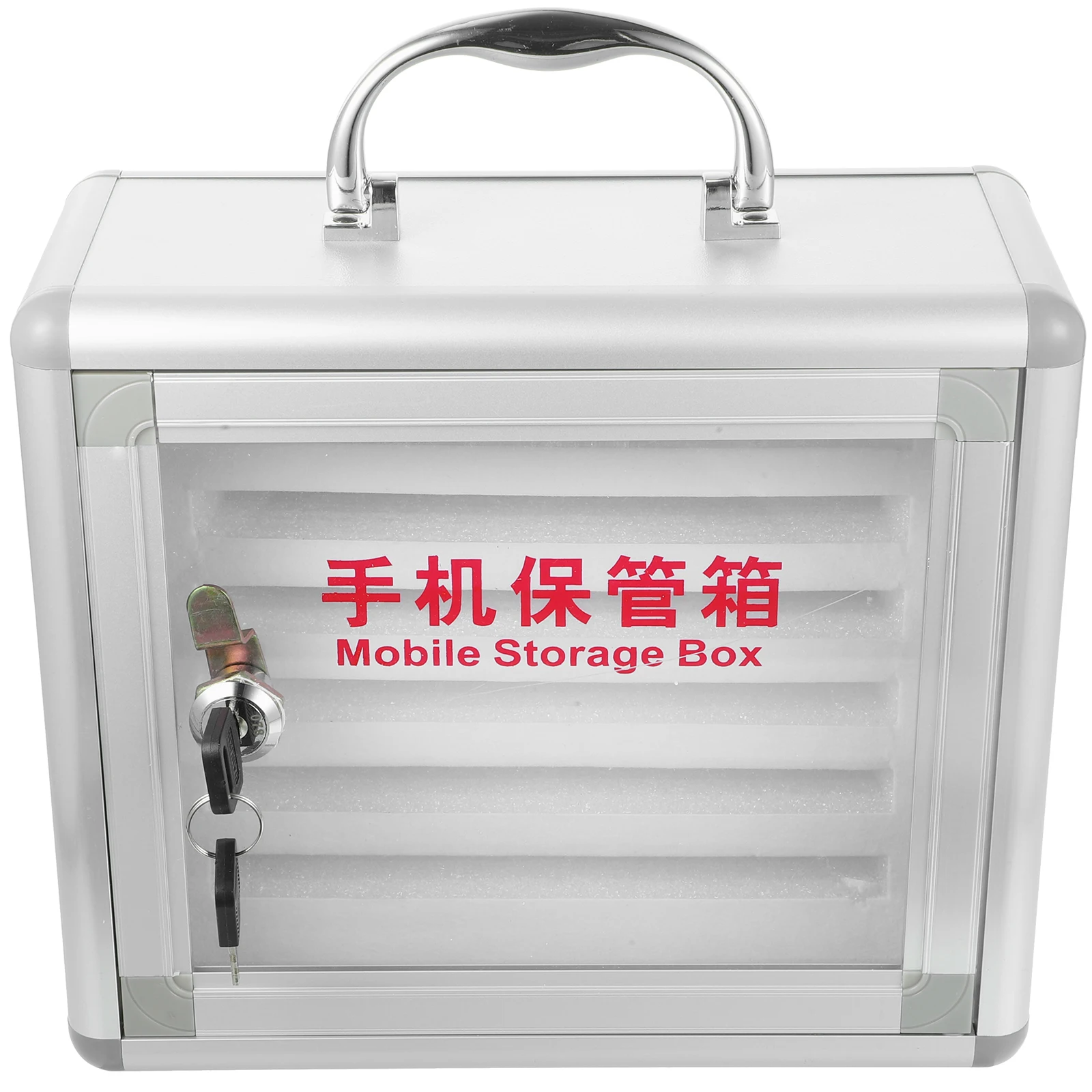 

6-Position Phone Storage Cabinet Alloy Acrylic Material Cell Phone Locker Box with Handle Wall Mount Safe Organizer