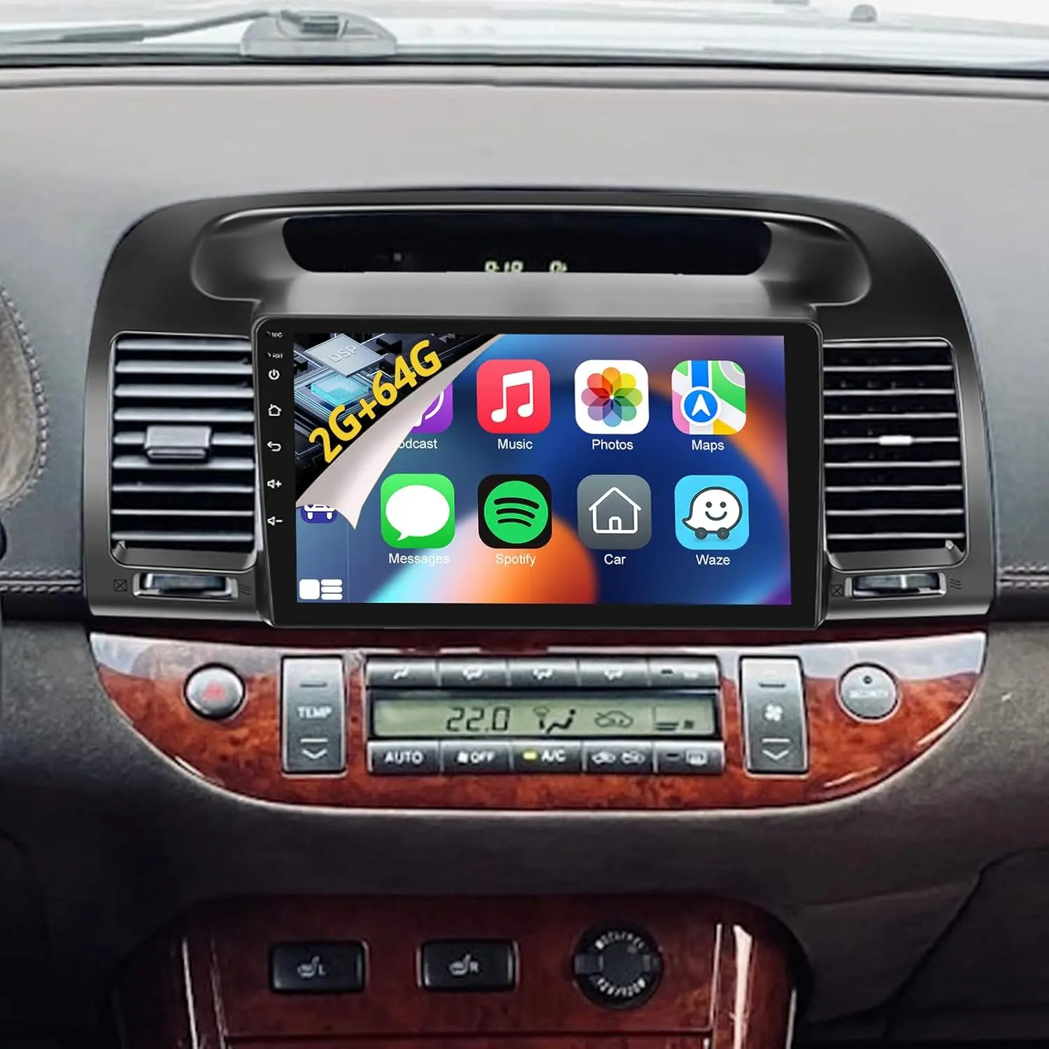 ستيريو سيارة أندرويد بشاشة لمس 9 بوصة لسيارة تويوتا كامري 2000-2006 مع CarPlay، Android Auto، Bluetooth، WiFi، كاميرا احتياطية AHD #1
