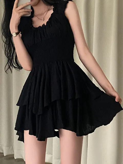 Doce sle scela colete dr feminino cintura cinching ort saia dupla camada sinos de madeira verão algodão bolo saia