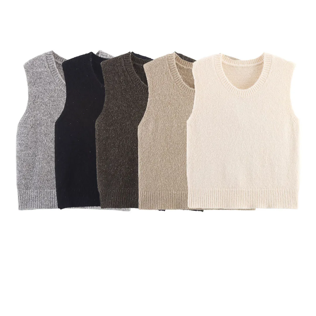 

Autumn Sleeveless Pullover Waistcoat Women Spring Autumn Vest Cashmere Sweater Knitwear Clothing Tops Knit Pullover Sweaters
