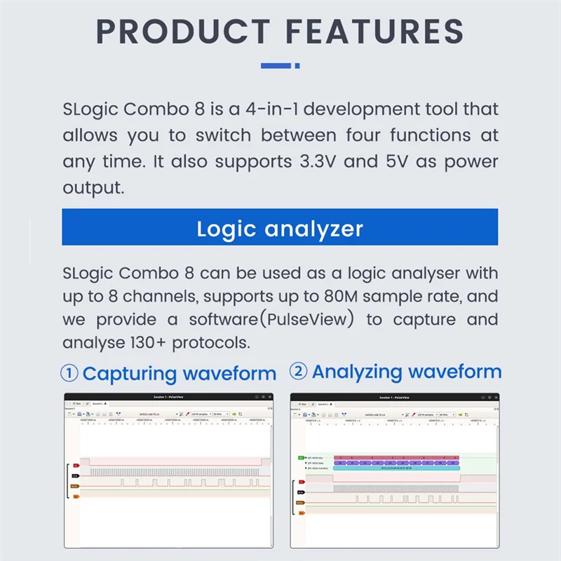 T23C Slogic Combo 8 Slogic Analyzer Daplink Cklink Debugger Tool Cklink Debugger DAP-Link Debugger Modul UART Tahan Lama Hitam