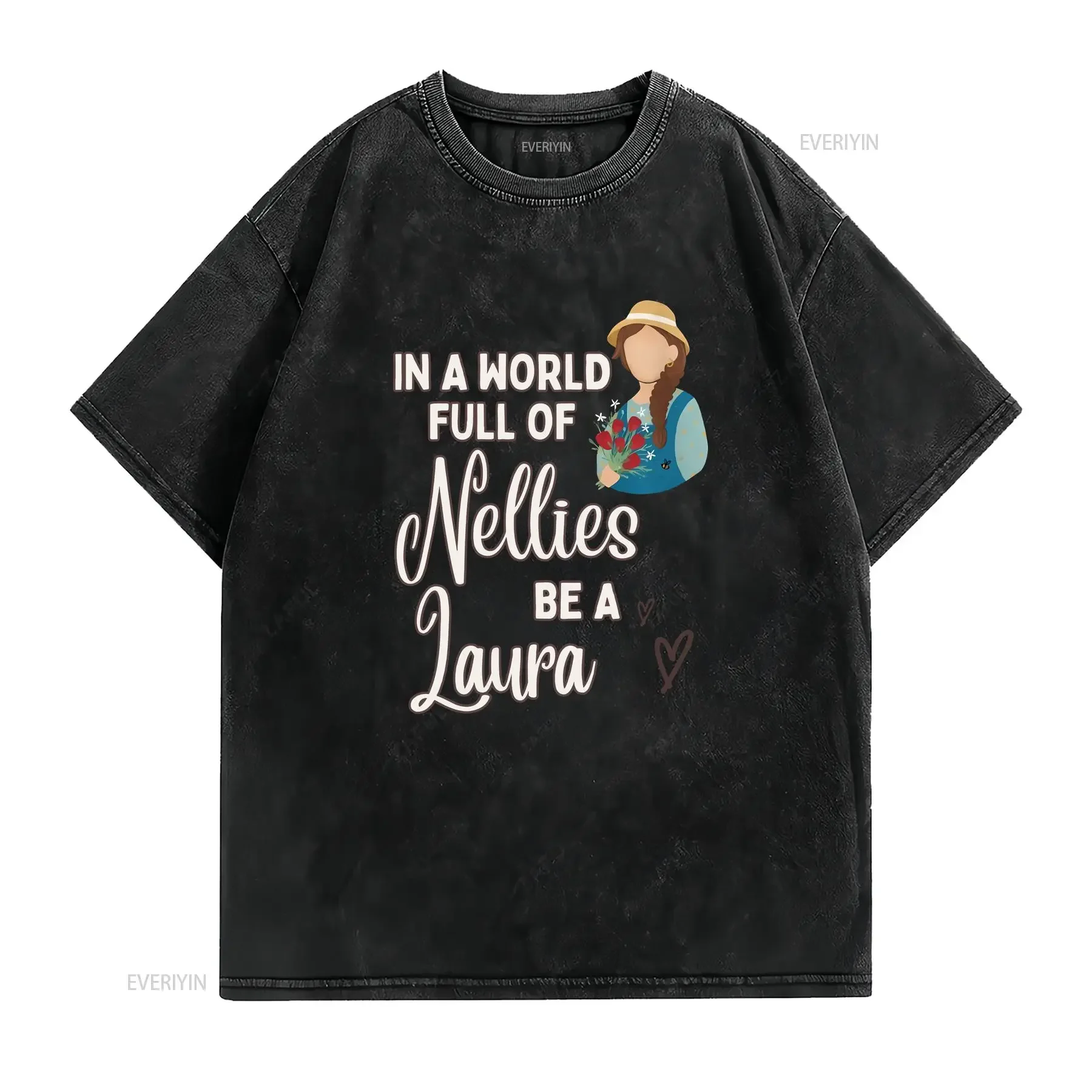 Little House on the Prairie Inspired t shirt Laura Ingalls Wilder vintage Washed fashion homme streetwear Soft Casual Versatile