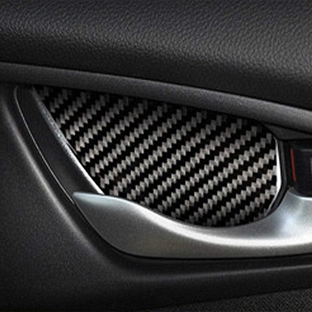 Classic-Car Carbon Fiber Door Wrist Trim Inner Door Handle Decoration Cover For Honda Civic 10Th Gen 2020 2019 2018 2017 2016 view 3