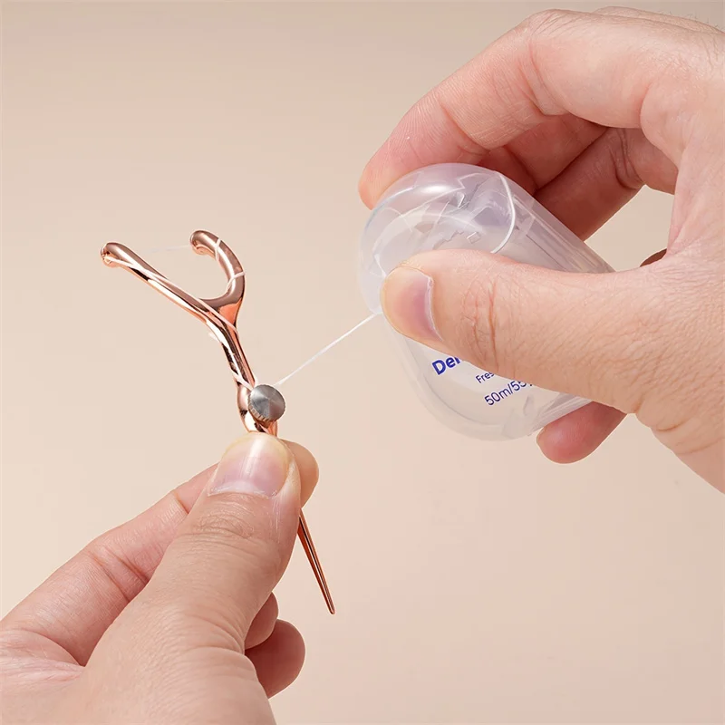 Stainless Steel Toothpick Dental Floss Reusable For Y Shape Flossing Holder Set Portable ECO-friendly Teeth Cleaning Tools