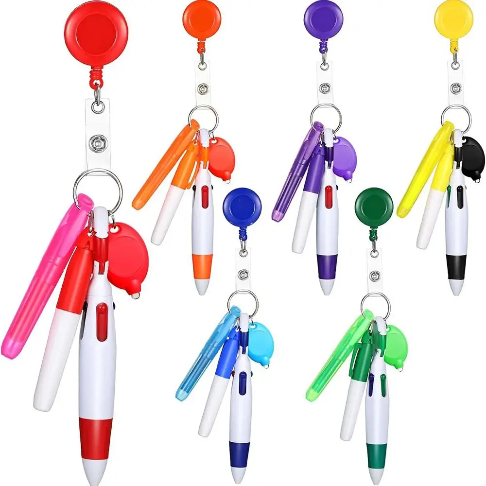 Retractable Ball Pen for Nurse's Work Pen Pack Set Nurse Pens for Badge Include Tip Highlighter Permanent Marker Pen