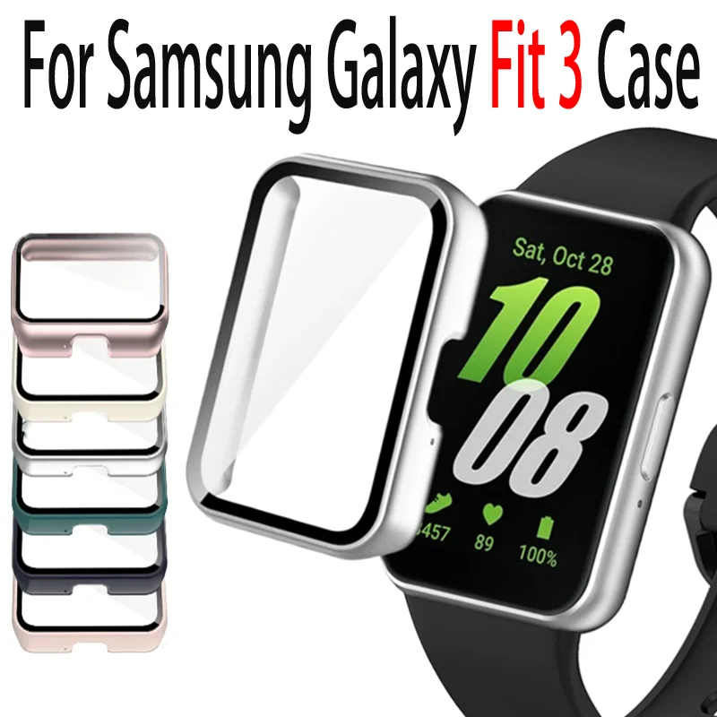 PC Case+Glass For Samsung Galaxy Fit 3 All-around Anti-falling Bumper Dust-proof Screen Protector Cover For Samsung Galaxy Fit 3