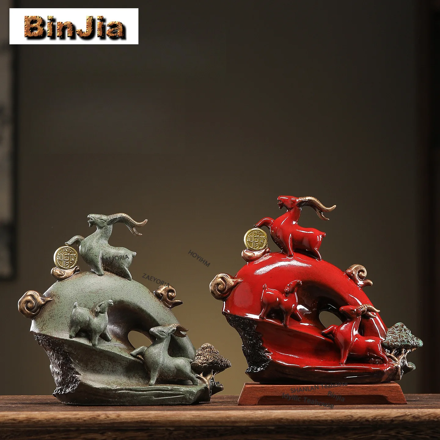 Kiln Fambe Three Sheep Kaitai Tea Pet Vintage Tea Sculpture Tea Figurine Play Toys Tea Statue Ornaments Cha Supplies Workmanship