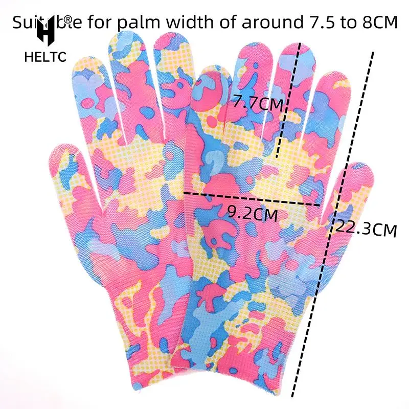 2PCS Breathable Women Garden Gloves Printed Pink Nylon Work Non-Slip Household Labor Protection Gloves For Mechanic Construction