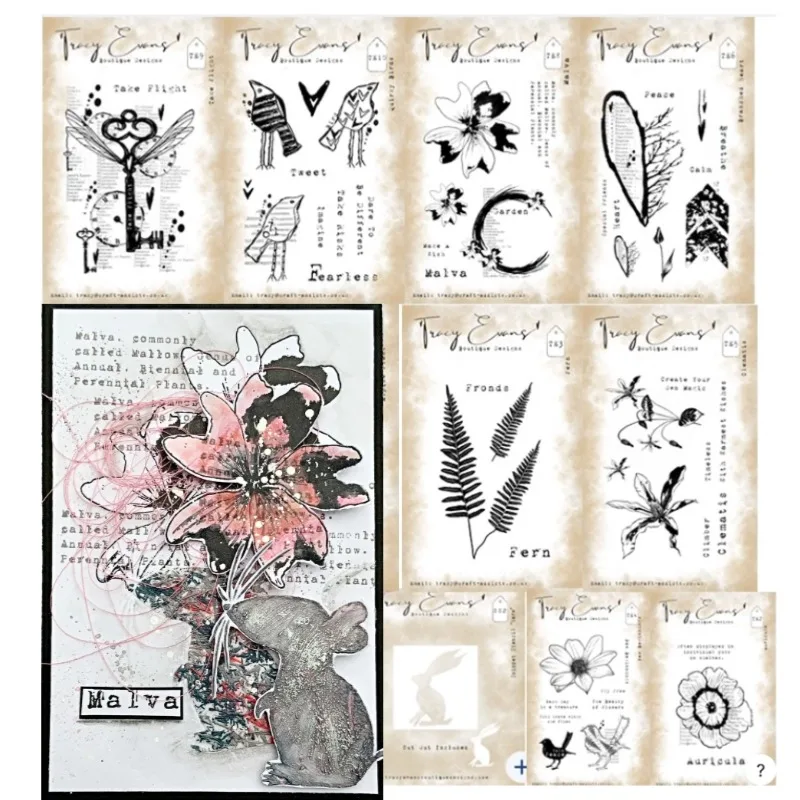 Mouse Clematis Tweet Snippet Flight Birds Rabbit Metal Cutting Dies Stamps Stencil Diy Scrapbooking Paper Handmade Album Greet