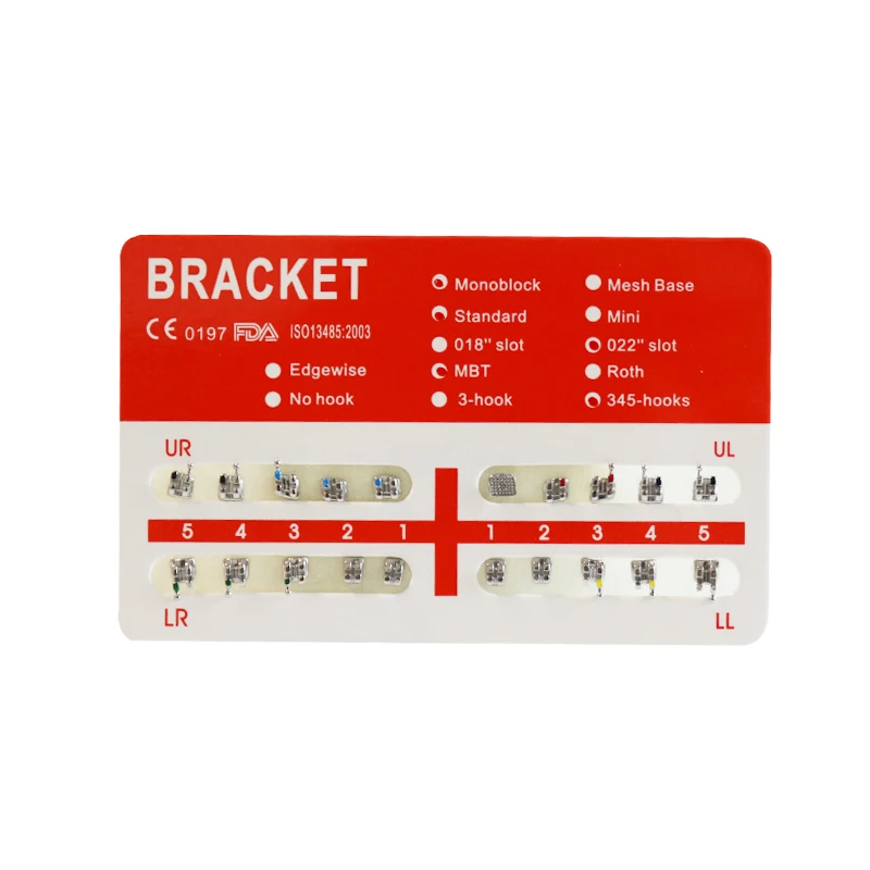 10Packs Orthodontic Braces Bracket MBT 345Hooks Standard Mini Red Pad