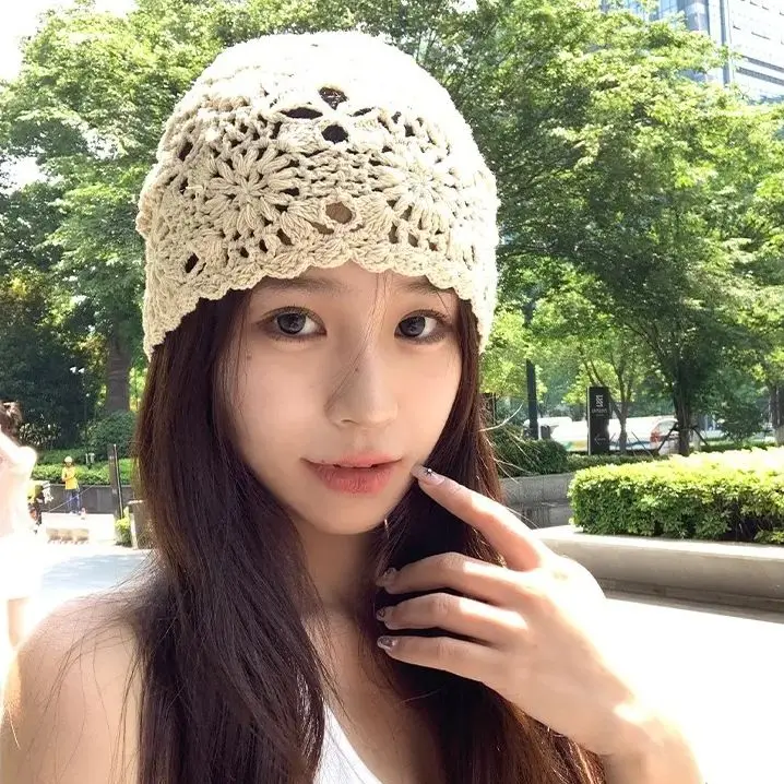 Crocheted Women's Knitted Hat: Lightweight, Openwork, Handmade, Breathable for Summer