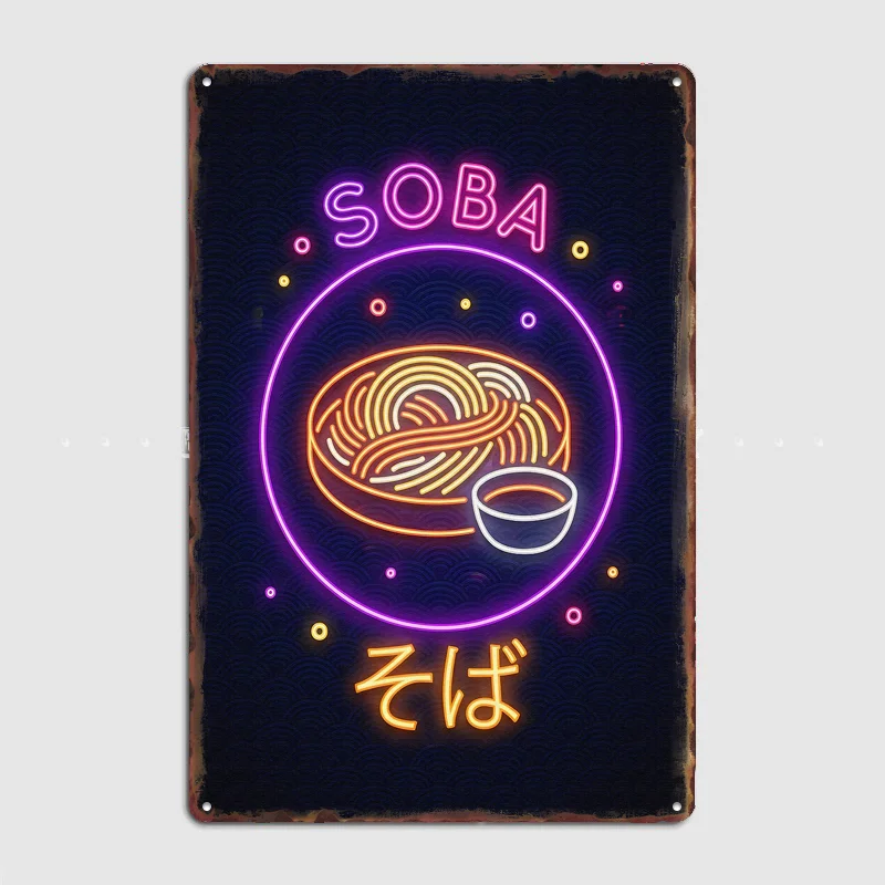 Soba Neonschild Poster Metall Wandkunst Höhle Garage Klassisches Gemälde Blechschild Vintage Poster Raumdekoration Heimdekoration