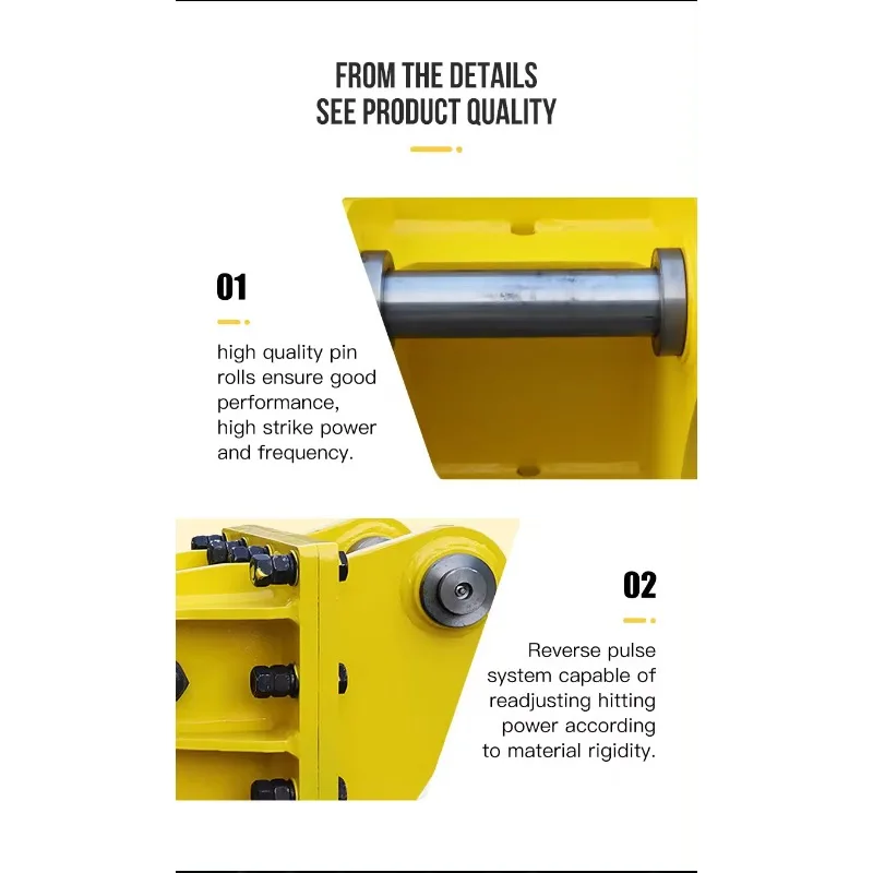 Mini Excavator Attachments Side Type Hydraulic Breaker Hammer Chisel Pin Diameter 35mm for Demolition